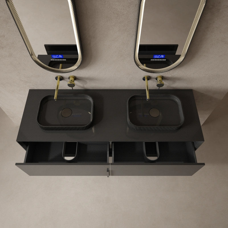 MonBlari Sculptural Carbon Fiber Double Bathroom Vanity