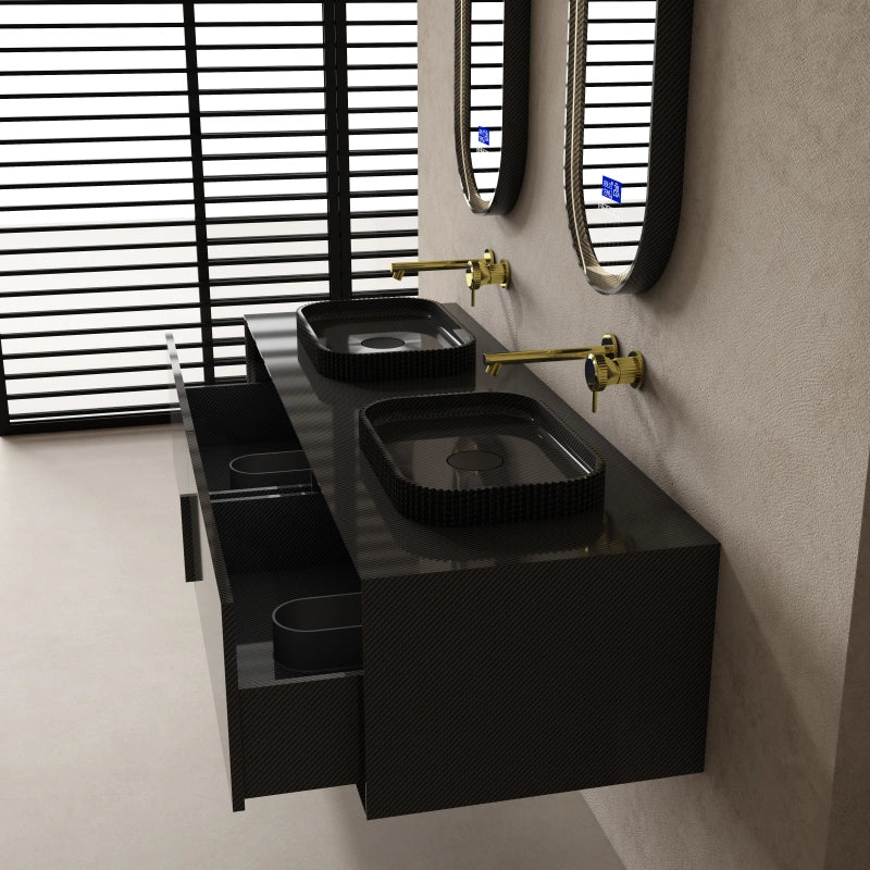 MonBlari Sculptural Carbon Fiber Double Bathroom Vanity
