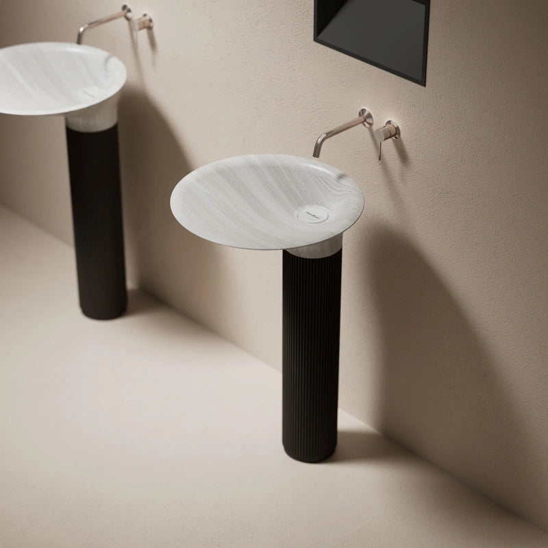 MonBlari MOON Series Contemporary Marble Pedestal Bathroom Sink