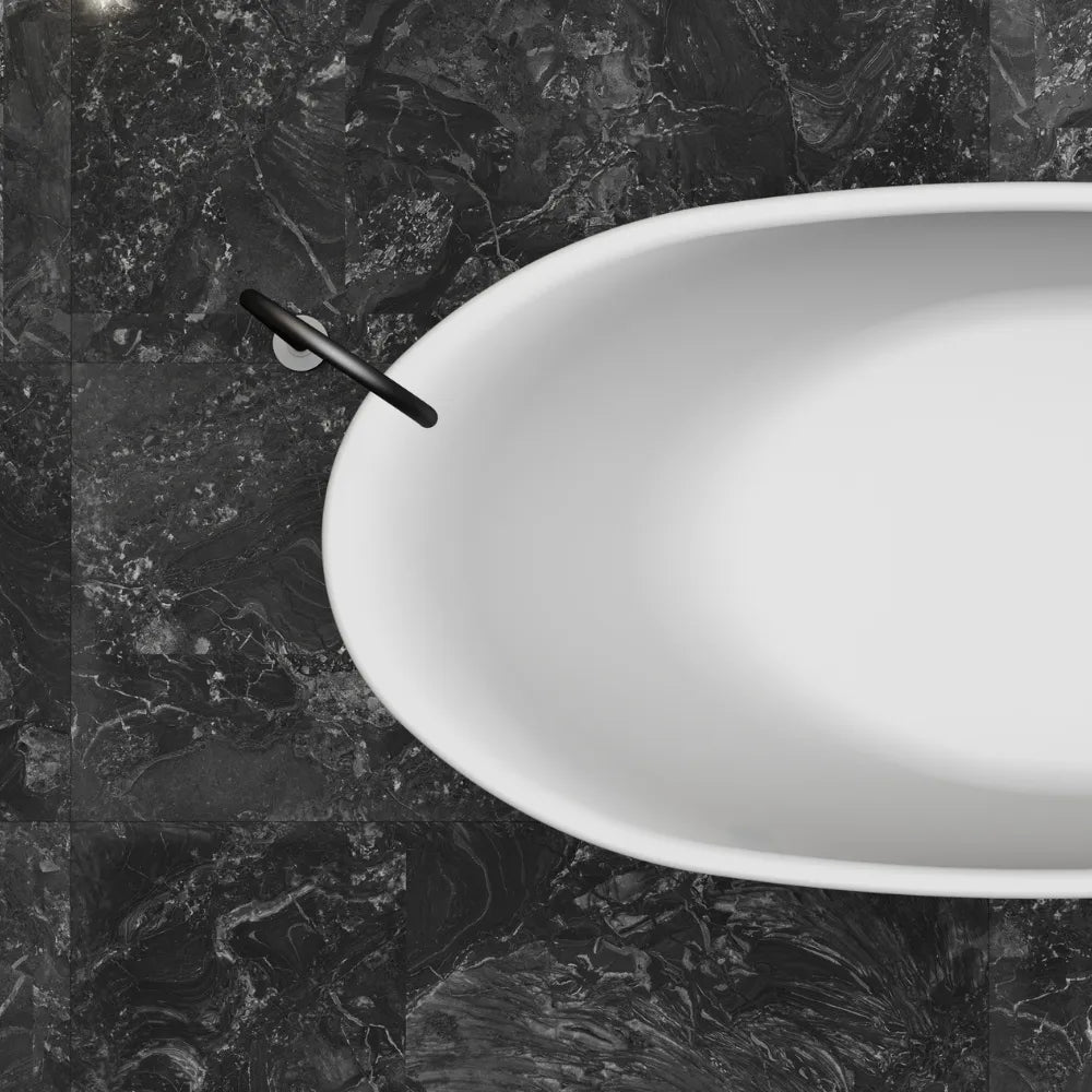 67 inch Freestanding Oval Solid Surface Bathtub Modern Freestanding Tub
