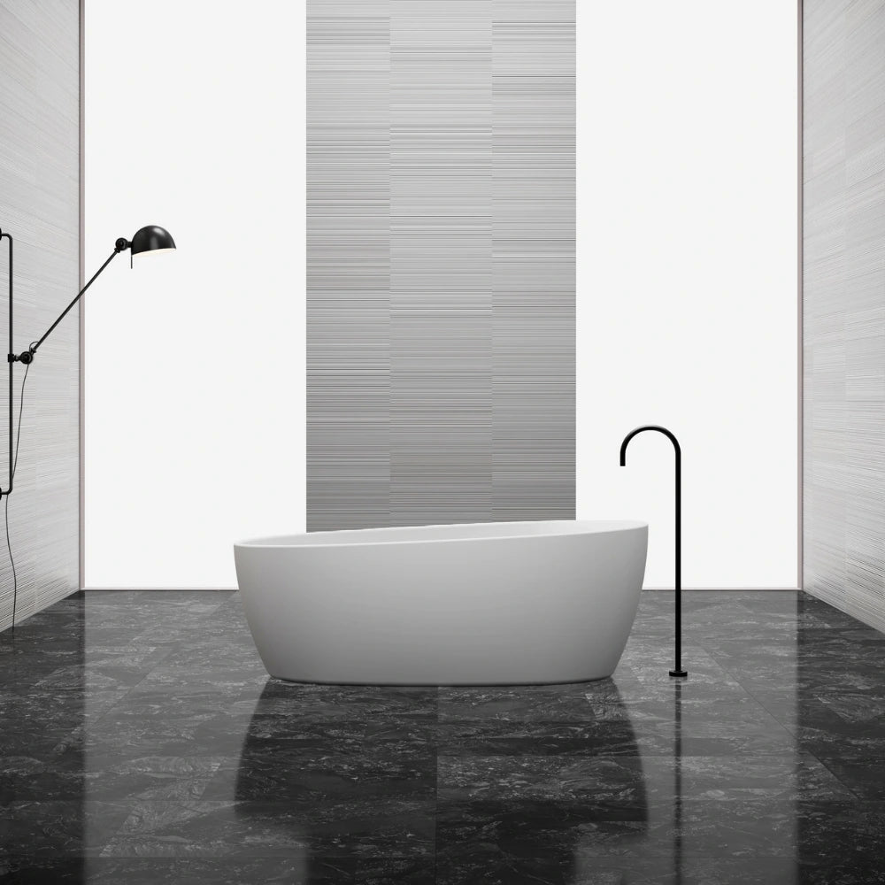 67 inch Monblari Minimalist Oval Solid Surface Freestanding Bathtub
