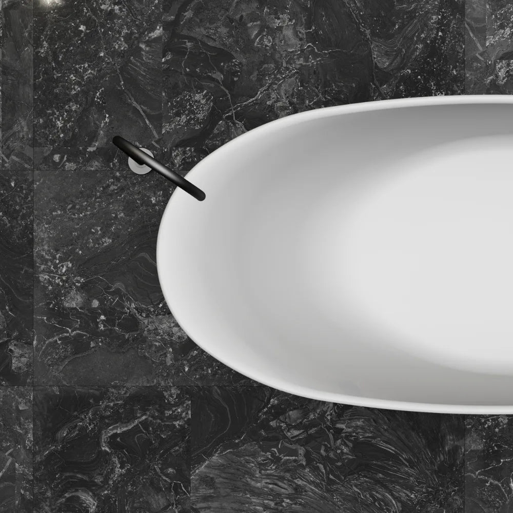 67 inch Monblari Minimalist Oval Solid Surface Freestanding Bathtub