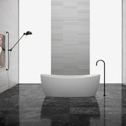 67 inch Monblari Seamless Oval Solid Surface Freestanding Bathtub
