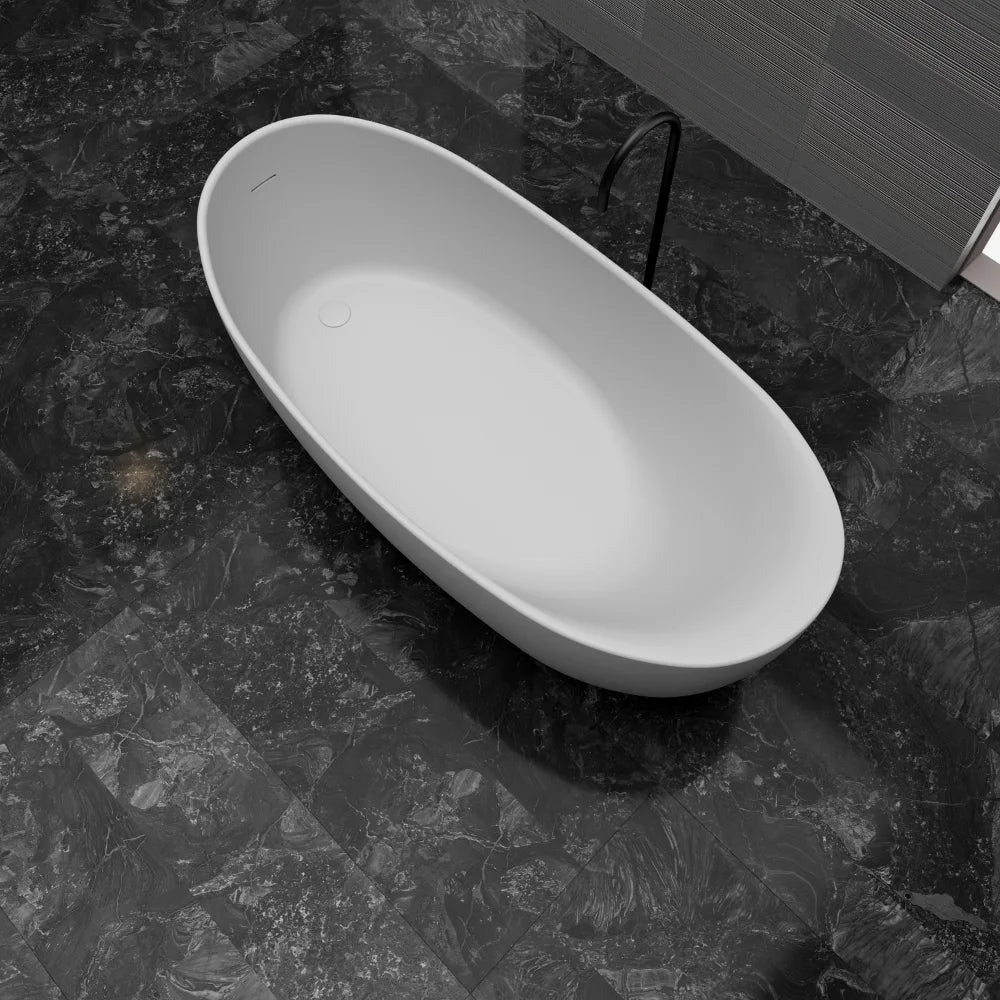 67 inch Monblari Seamless Oval Solid Surface Freestanding Bathtub