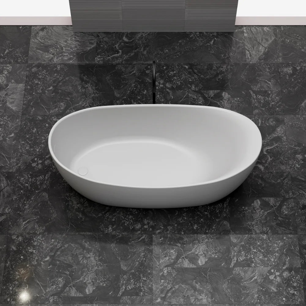 67 inch Monblari Seamless Oval Solid Surface Freestanding Bathtub