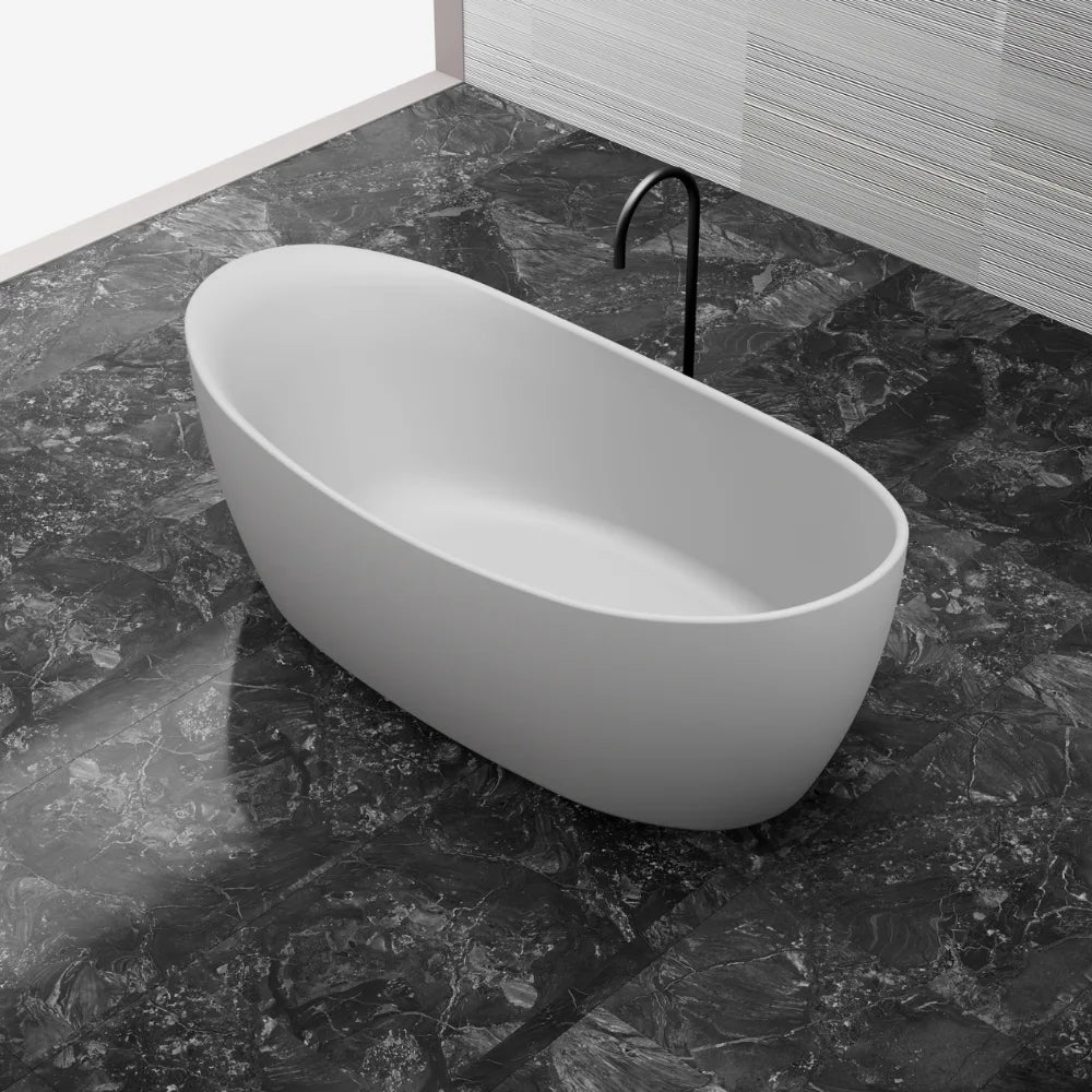 67 inch Monblari Seamless Oval Solid Surface Freestanding Bathtub