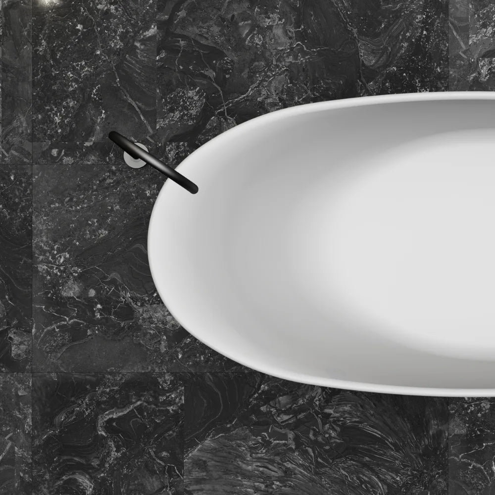 67 inch Monblari Seamless Oval Solid Surface Freestanding Bathtub