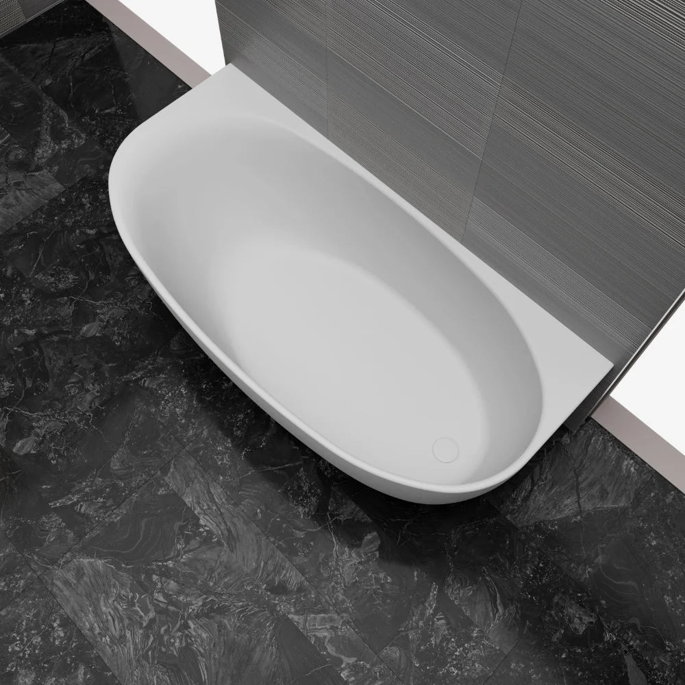 67 inch Monblari Streamlined Back-to-Wall Solid Surface Freestanding Bathtub