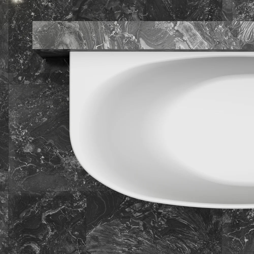 67 inch Monblari Streamlined Back-to-Wall Solid Surface Freestanding Bathtub