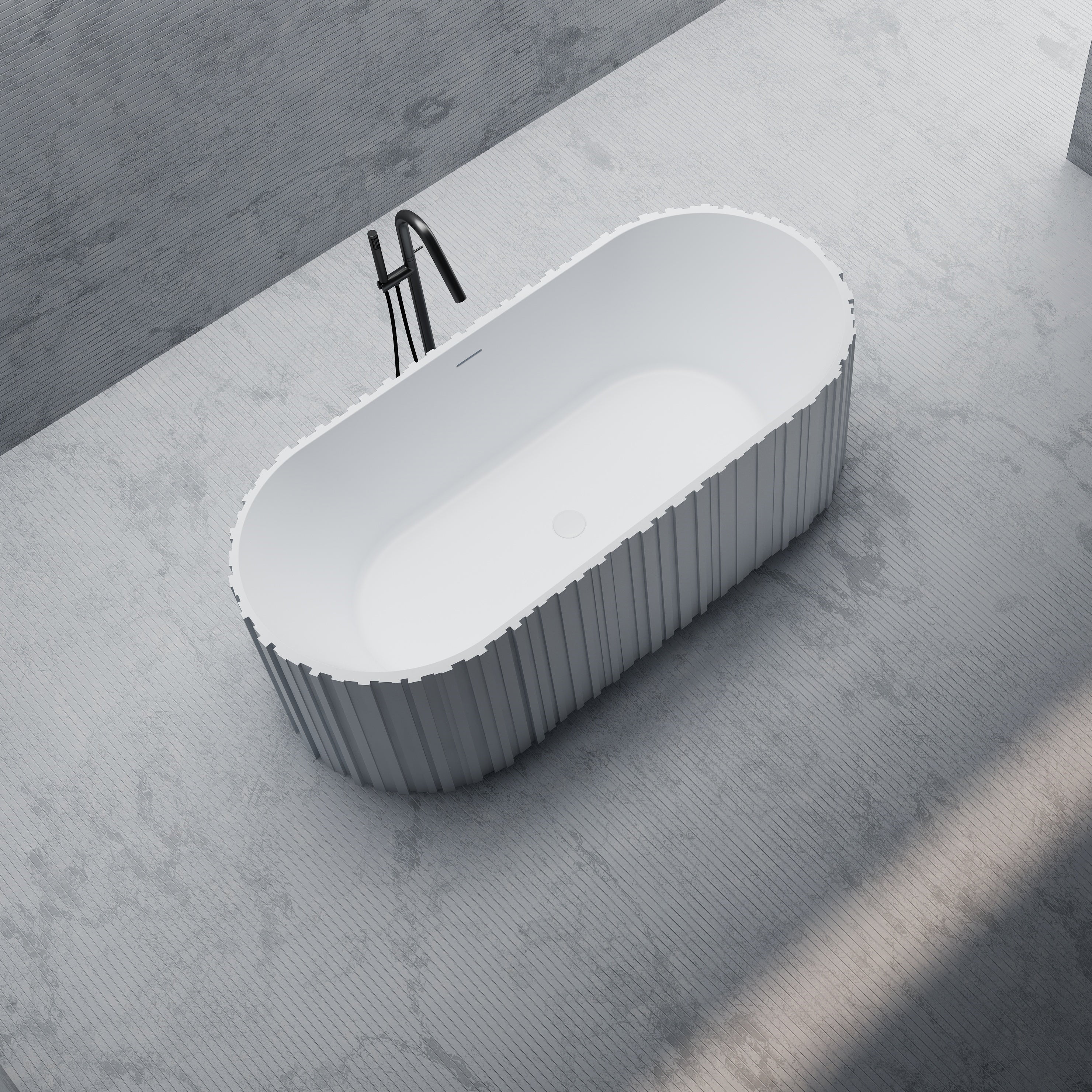 23 Inch MonBlari Solid Surface Pedestal Sink Bathroom Sink MR-Z8851-MW-TopView