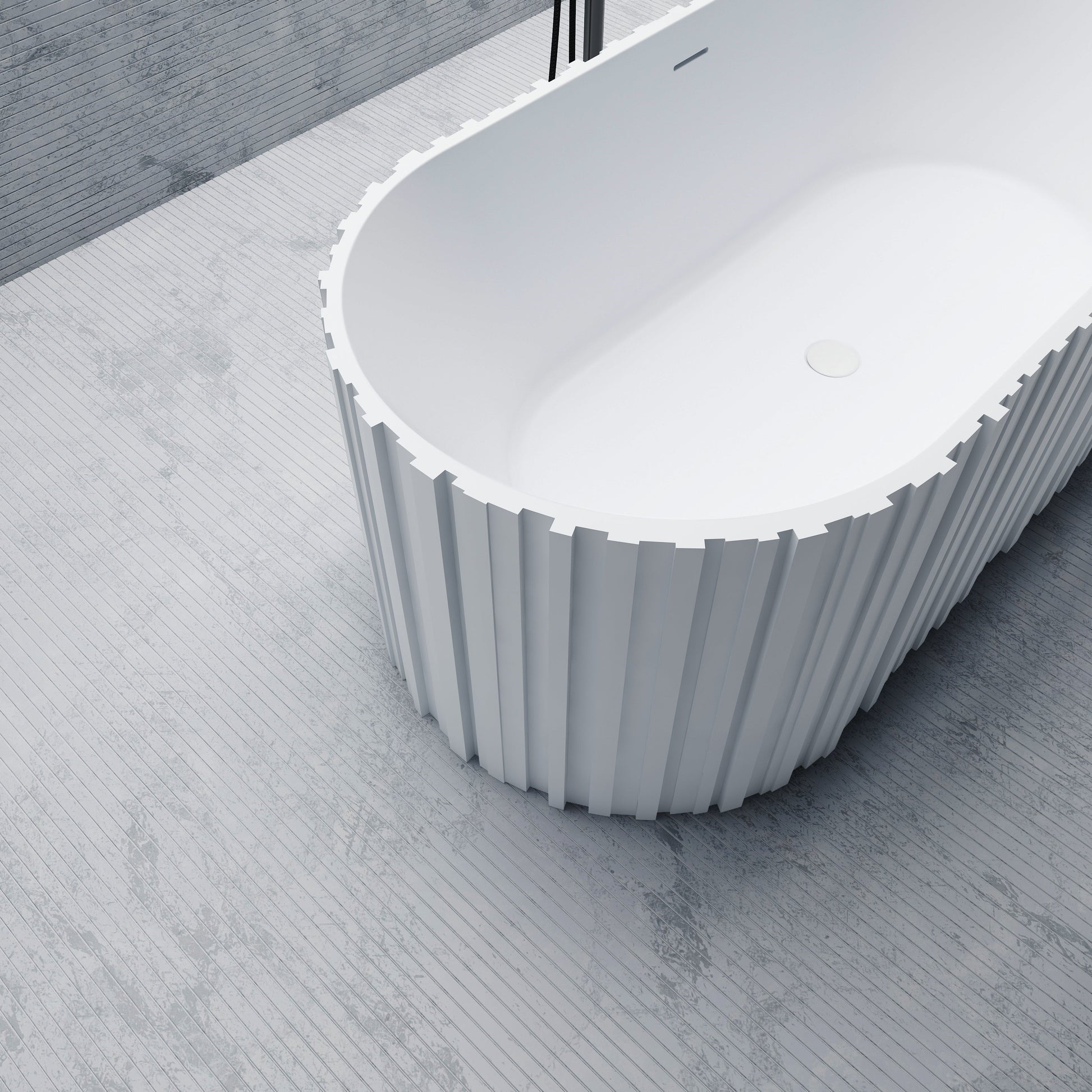 23 Inch MonBlari Solid Surface Pedestal Sink Bathroom Sink MR-Z8851-MW-SideTopCloseUp