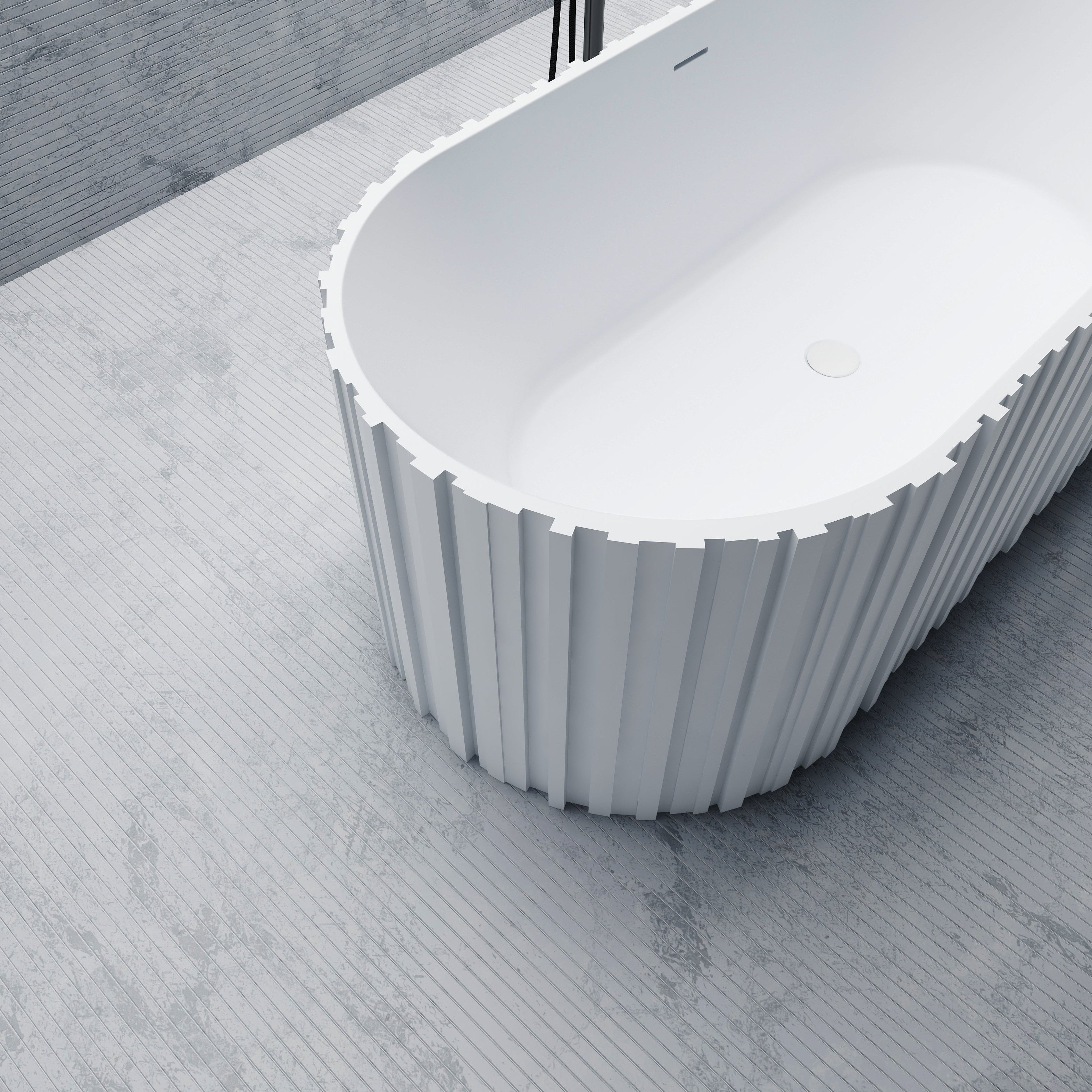 23 Inch MonBlari Solid Surface Pedestal Sink Bathroom Sink MR-Z8851-MW-SideTopCloseUp