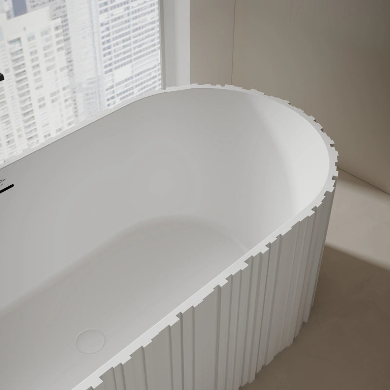 67 Inch MonBlari Solid Surface Freestanding Buthtub Fluted