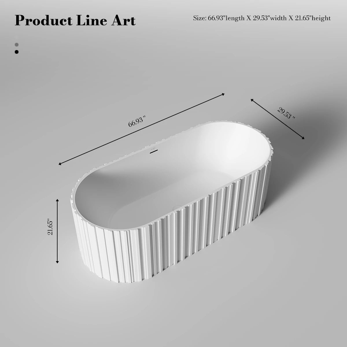 67 Inch MonBlari Solid Surface Freestanding Buthtub