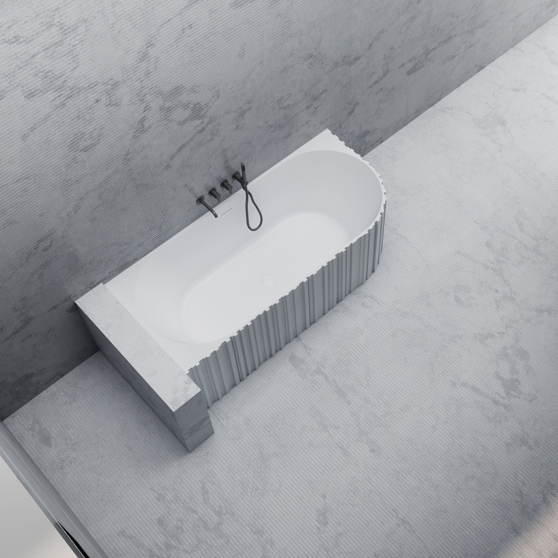 67 Inch MonBlari Solid Surface Back to Wall Bathtub MR-88853-MW MR88853MW-TopView