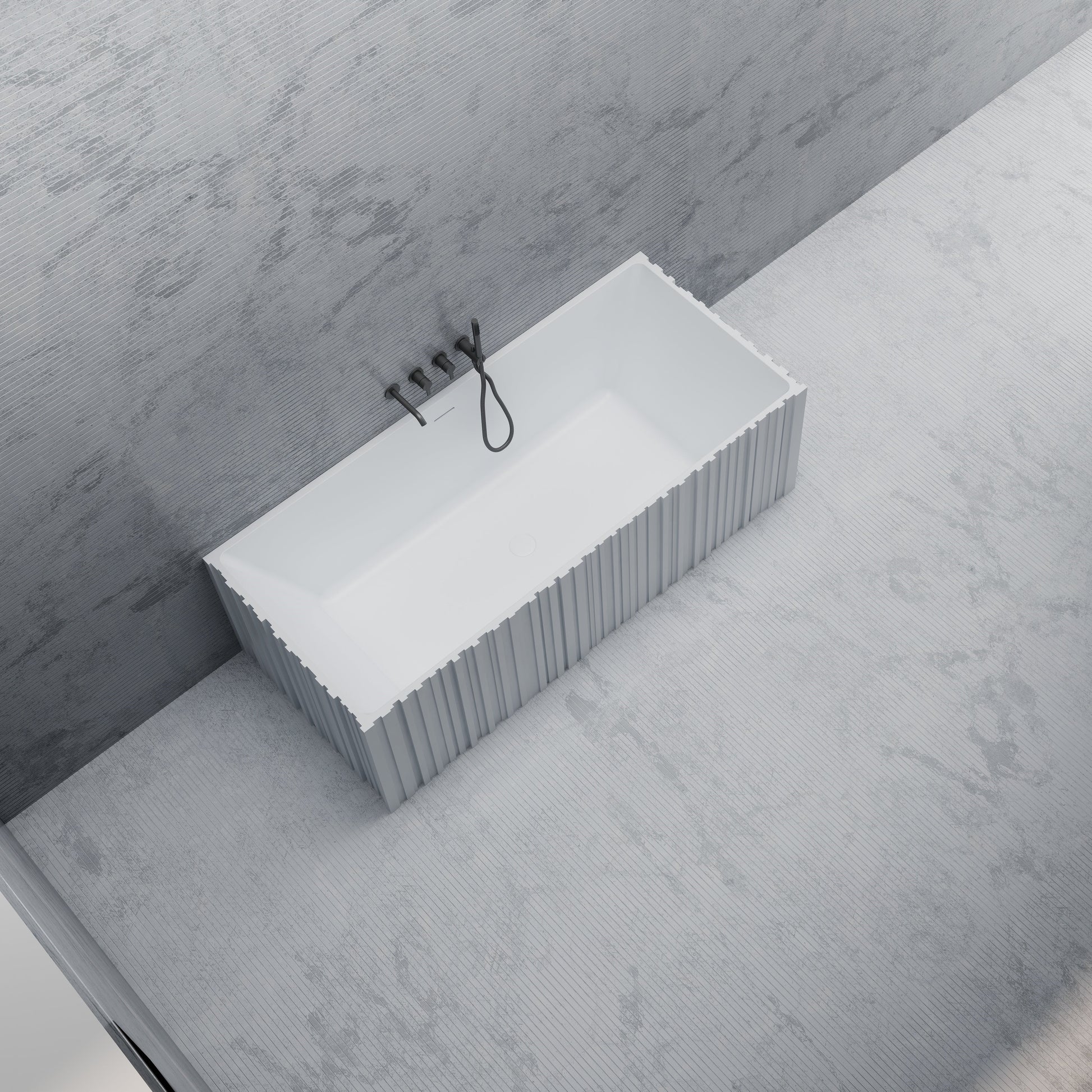 67 Inch MonBlari Solid Surface Back to Wall Bathtub MR-88855-MW MR88855MW-TopView