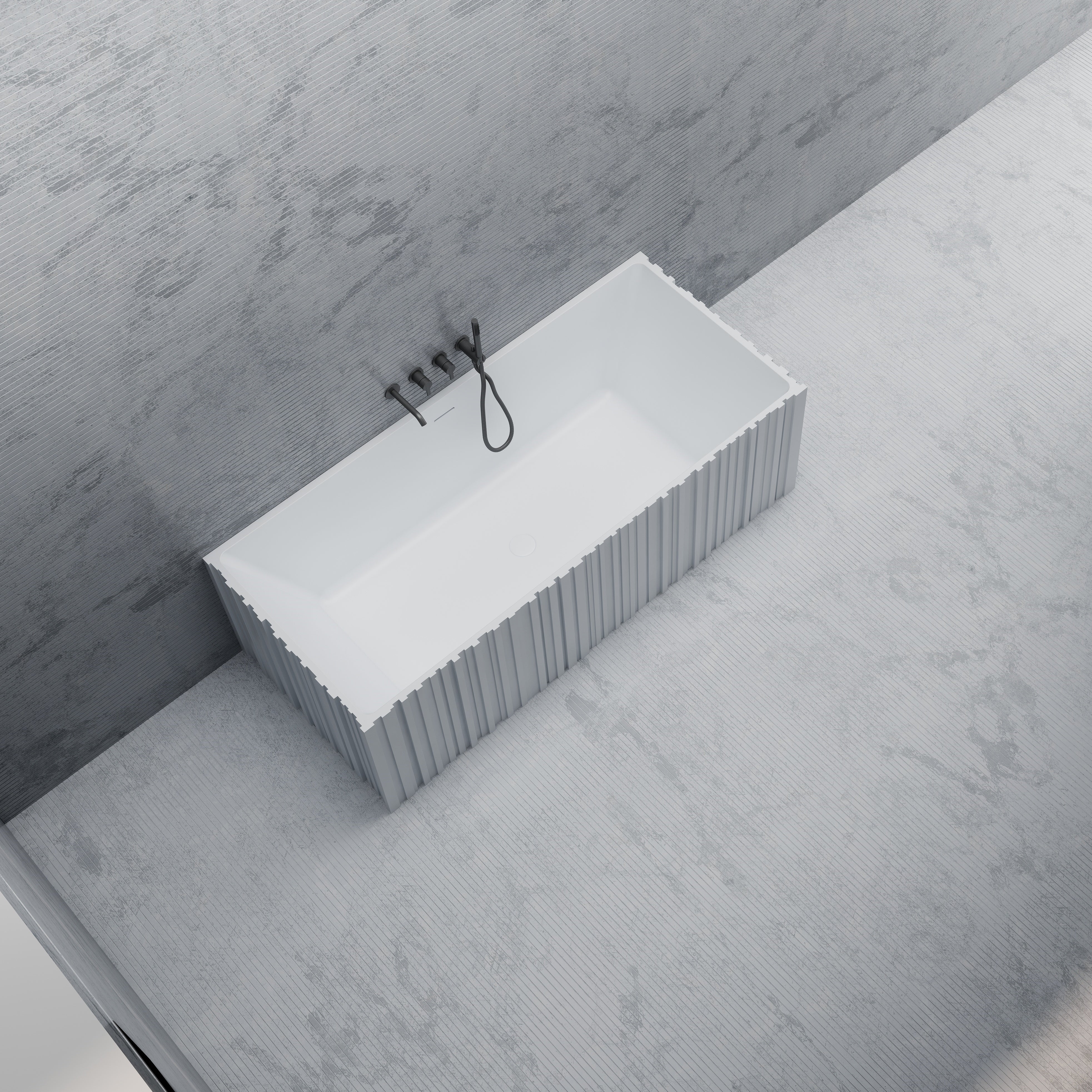 67 Inch MonBlari Solid Surface Back to Wall Bathtub MR-88855-MW MR88855MW-TopView