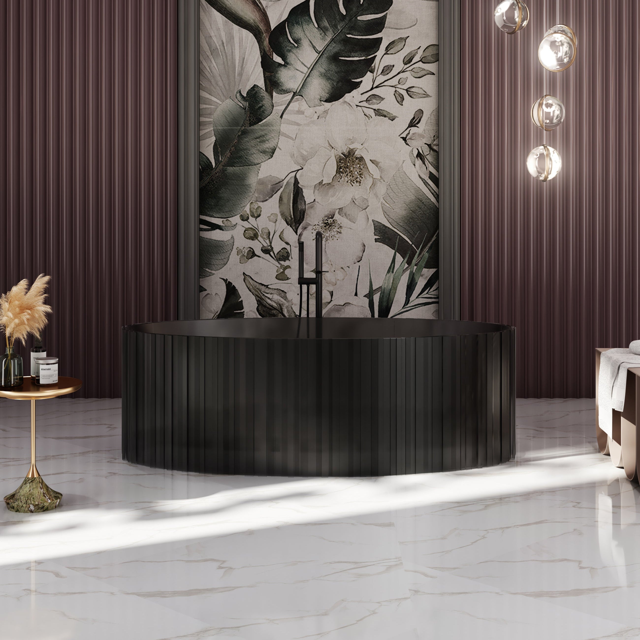 67 Inch MonBlari Resin Freestanding Bathtub MR-T88857-BL-FrontView