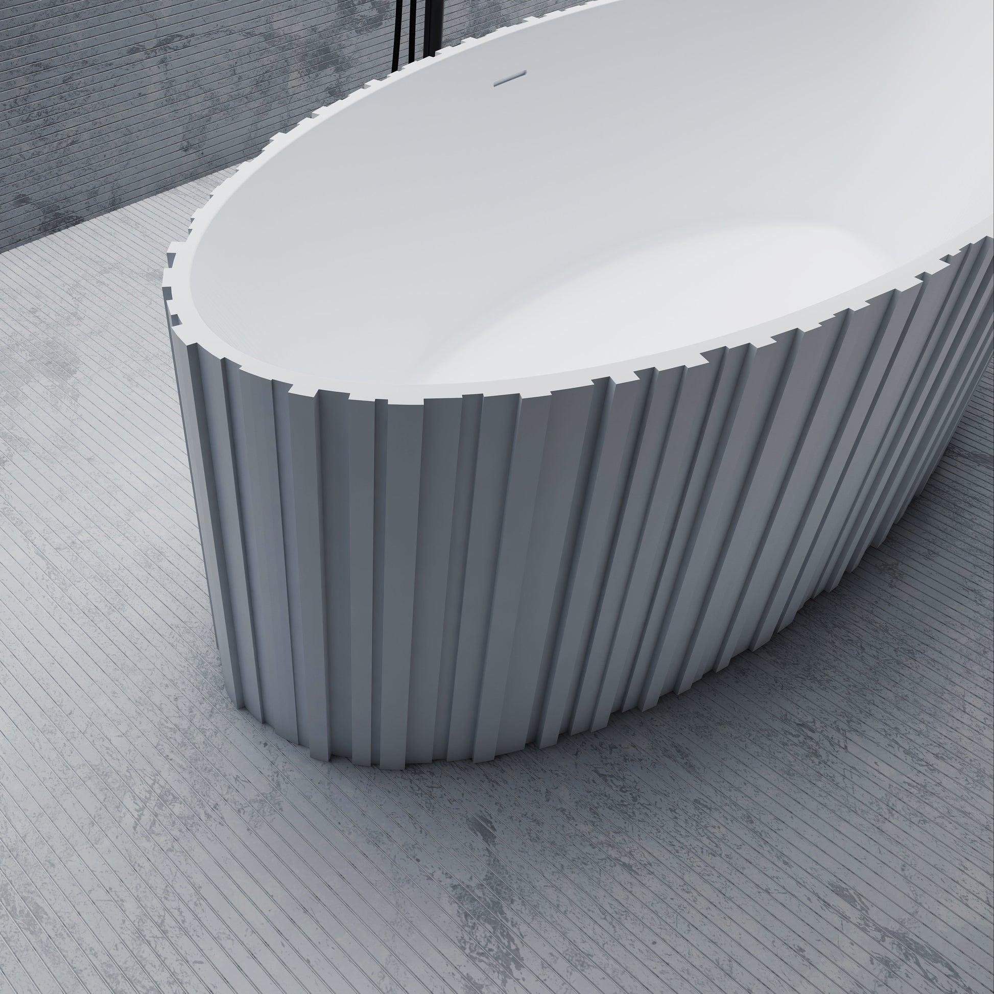 67 Inch MonBlari Solid Surface Freestanding Bathtub MR-88857-MW MR88857MW-SideView