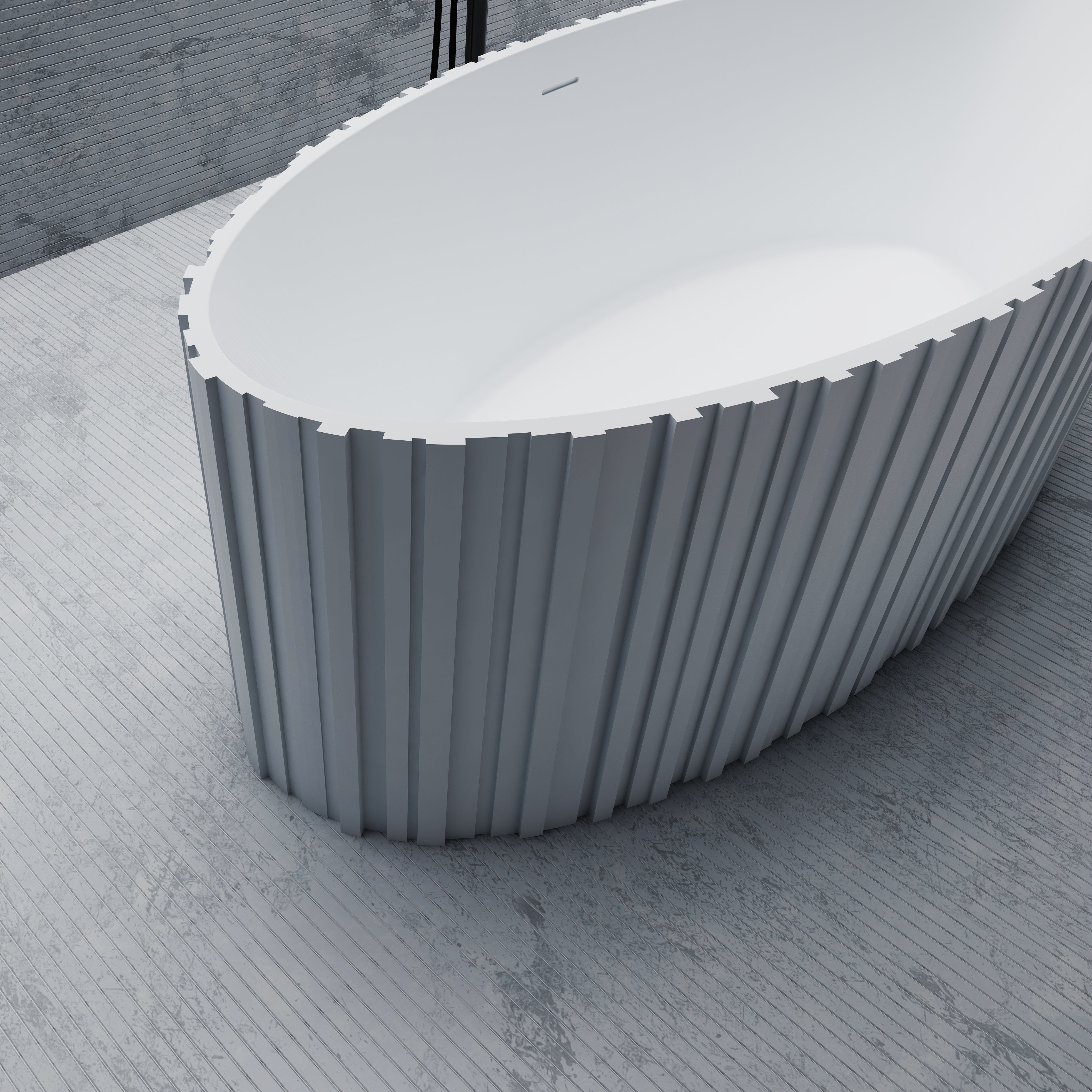 67 Inch MonBlari Solid Surface Freestanding Bathtub MR-88857-MW MR88857MW-SideView