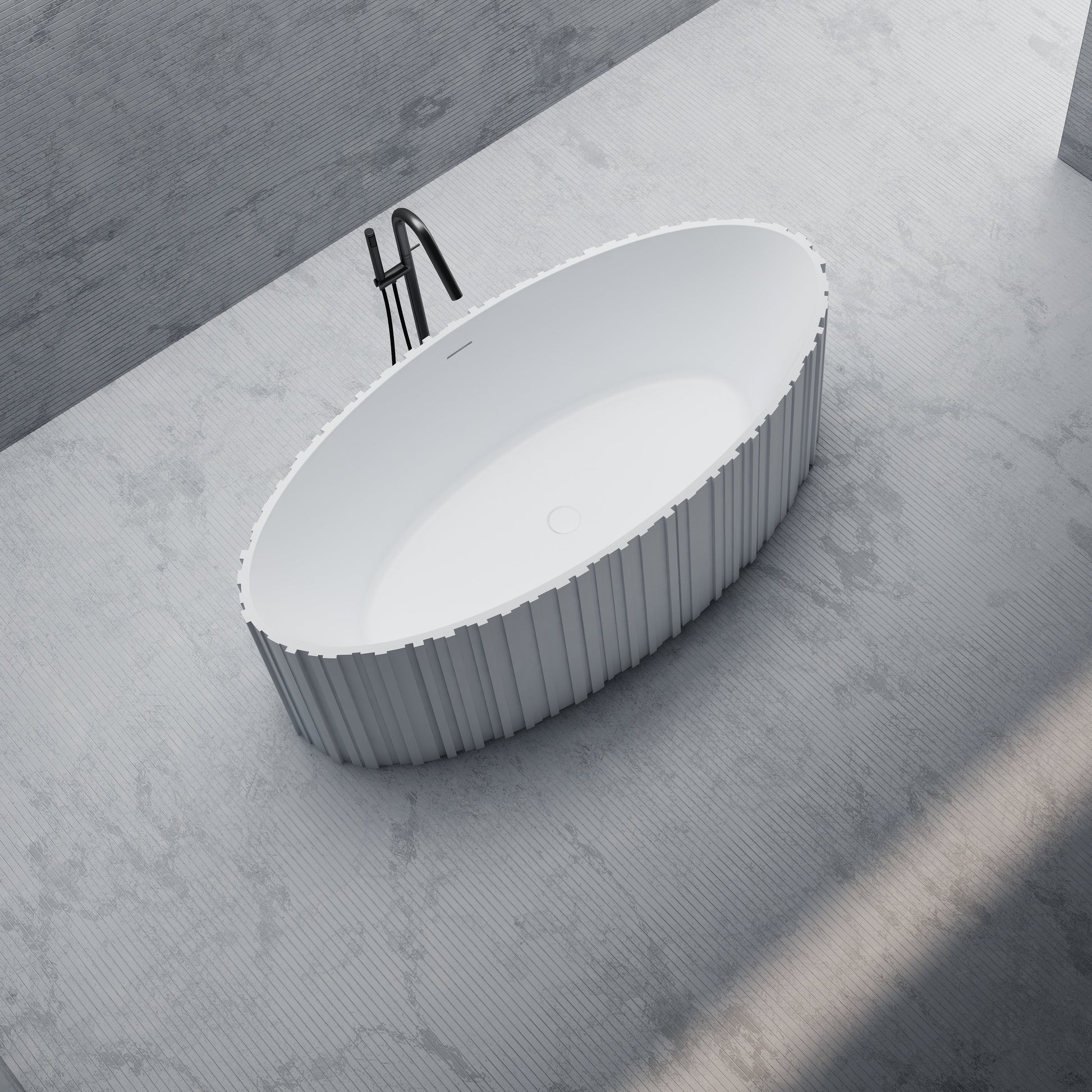 67 Inch MonBlari Solid Surface Freestanding Bathtub MR-88857-MW MR88857MW-TopView