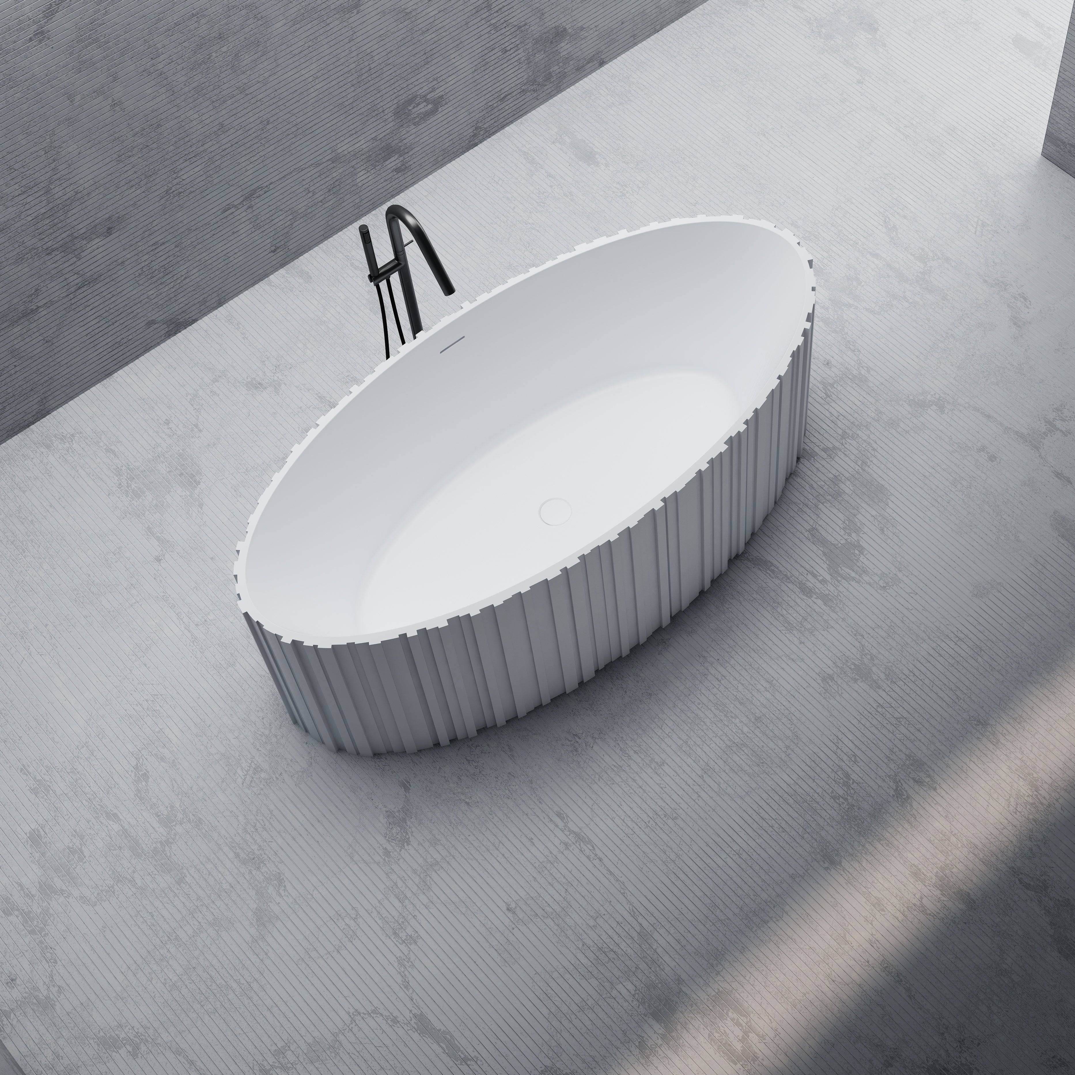 67 Inch MonBlari Solid Surface Freestanding Bathtub MR-88857-MW MR88857MW-TopView