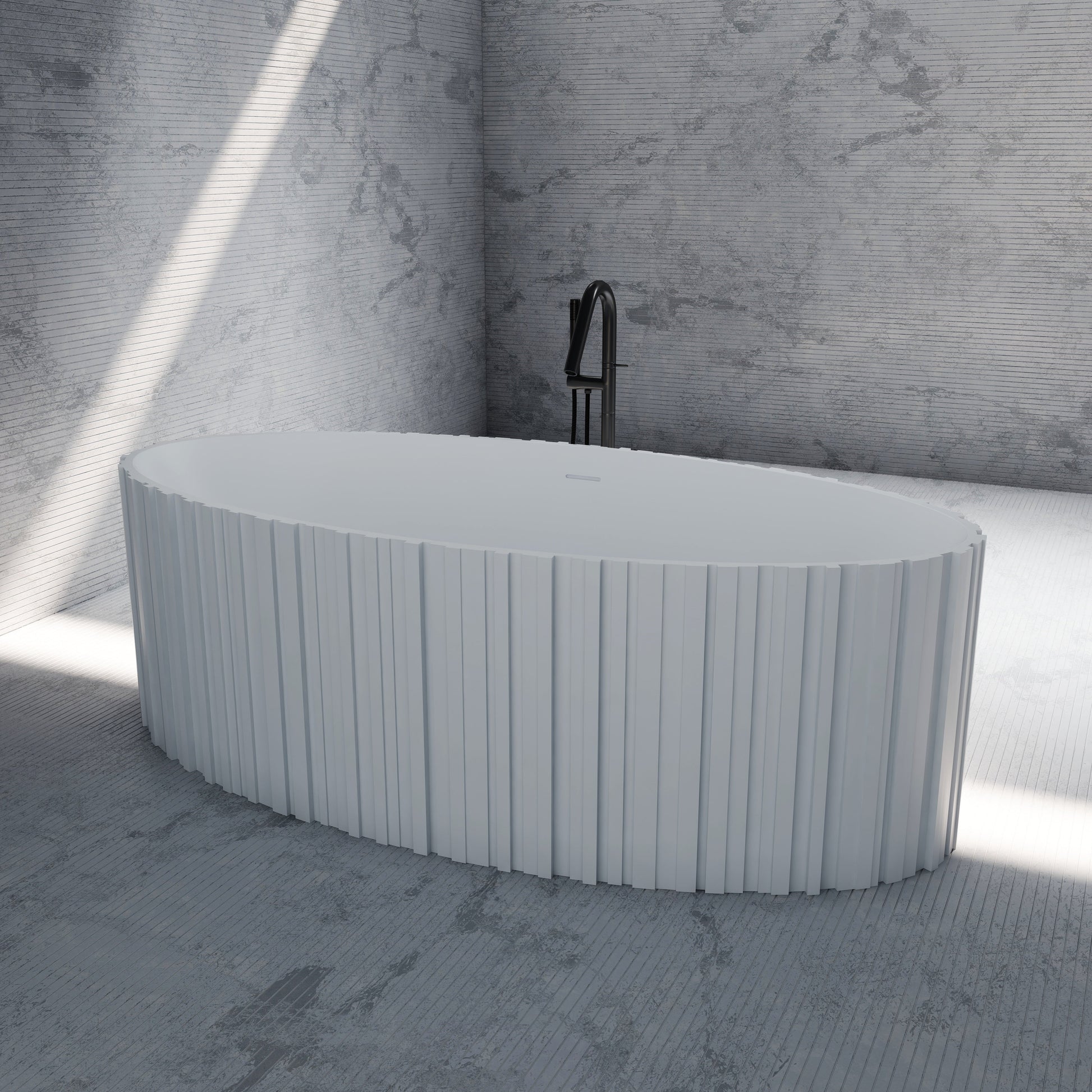 67 Inch MonBlari Solid Surface Freestanding Bathtub MR-88857-MW MR88857MW-SideView