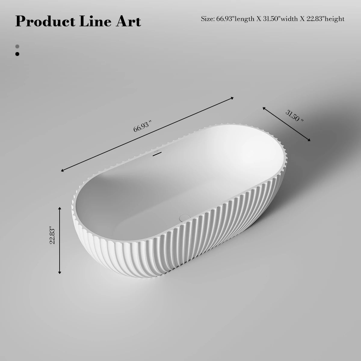 67 Inch MonBlari VENUS Series Wide Bathtub