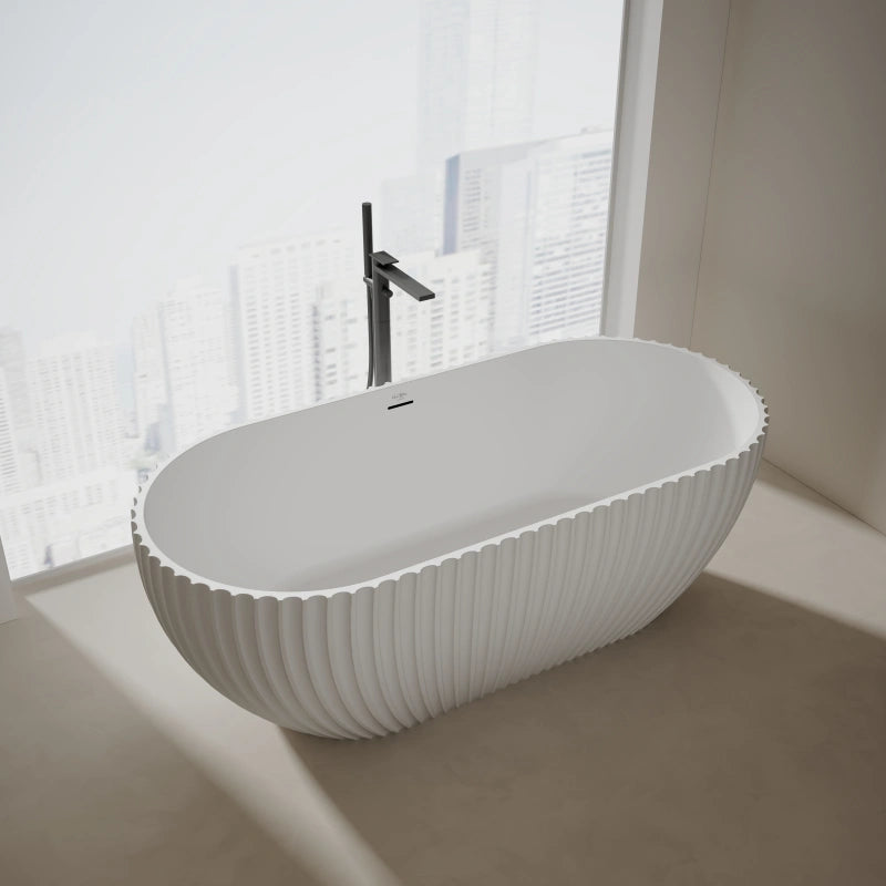 67 Inch MonBlari VENUS Series Wide Bathtub Fluted