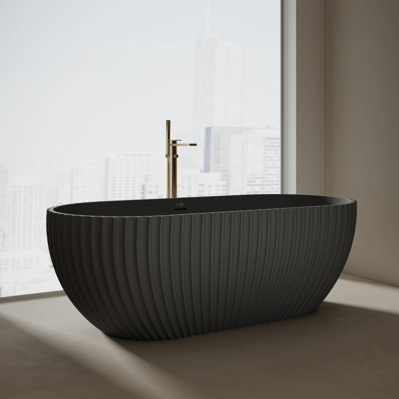 67 Inch MonBlari VENUS Series Wide Bathtub Fluted