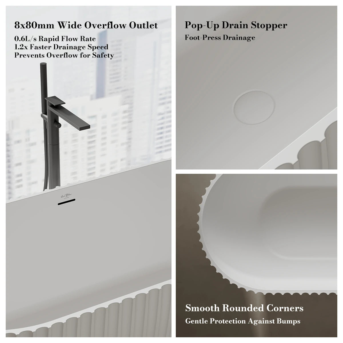 67 Inch MonBlari VENUS Series Wide Bathtub