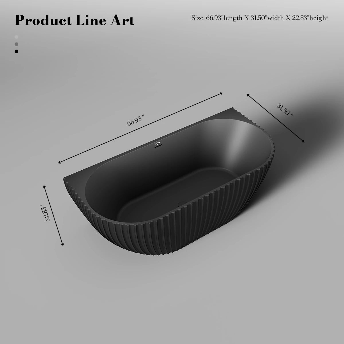 67 Inch MonBlari VENUS Series Wall-Mounted Bathtub