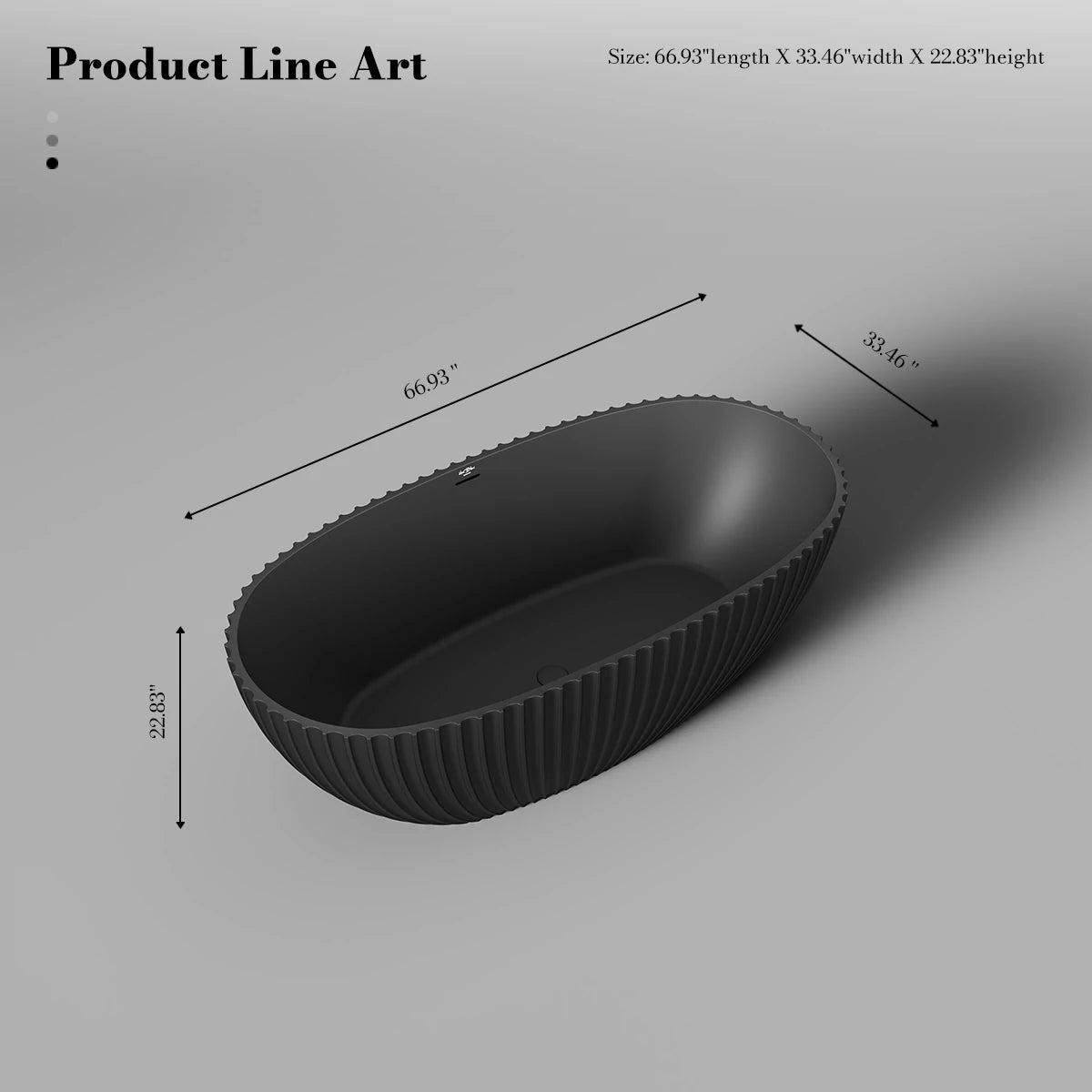 67 Inch MonBlari VENUS Series Curved Bathtub