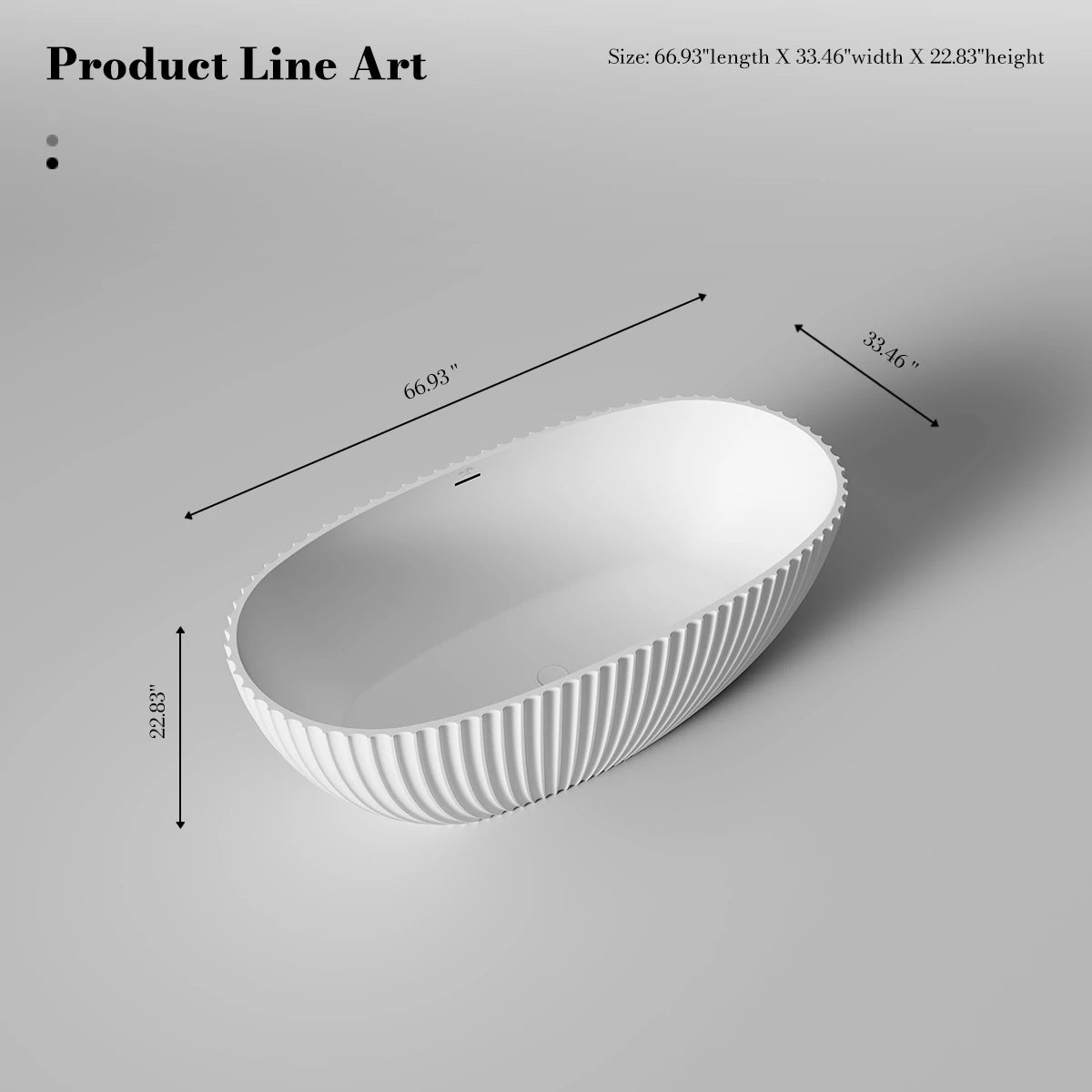 67 Inch MonBlari VENUS Series Curved Bathtub
