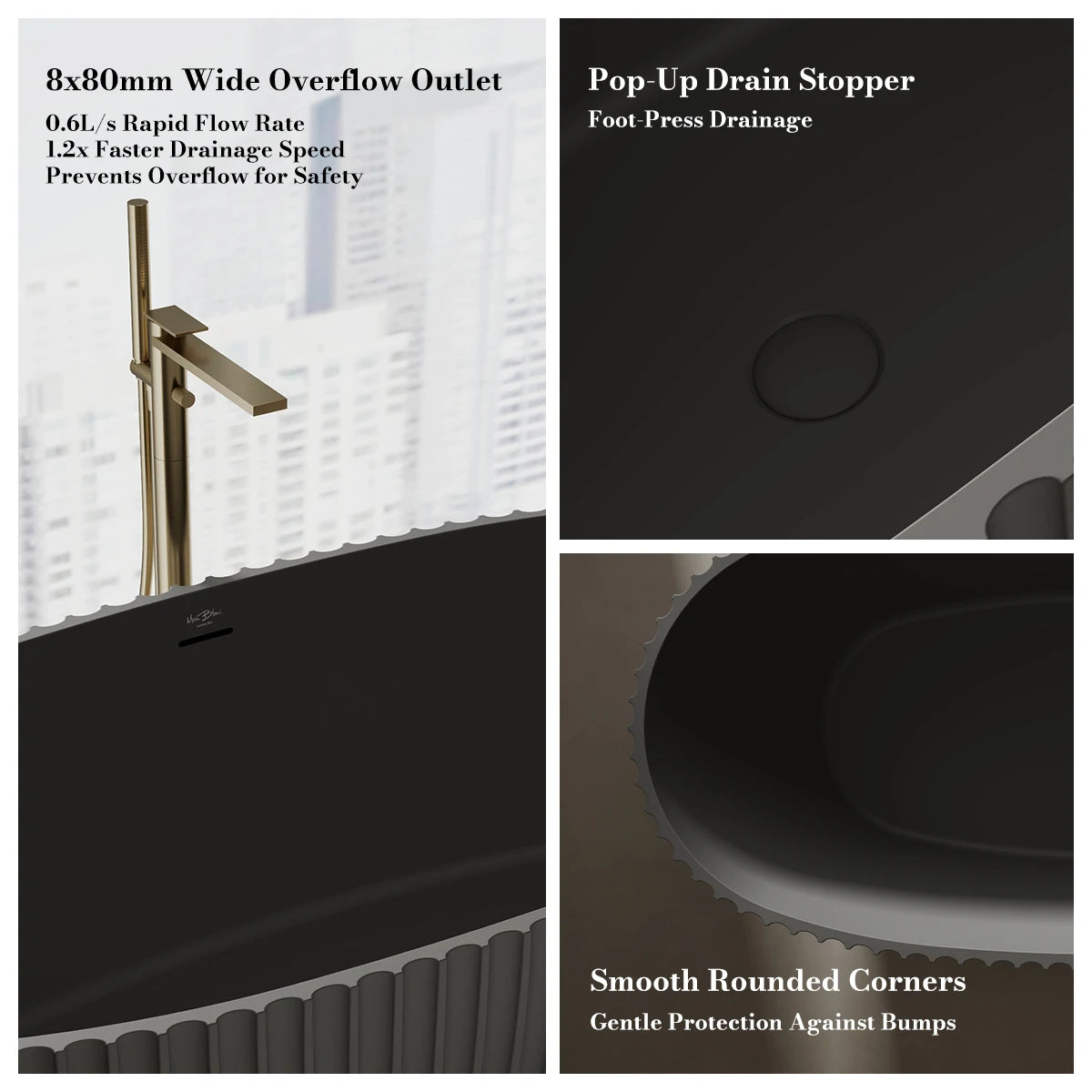 67 Inch MonBlari VENUS Series Curved Bathtub