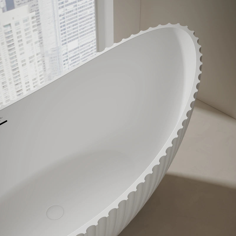 71 Inch MonBlari VENUS Series Crescent Bathtub Fluted