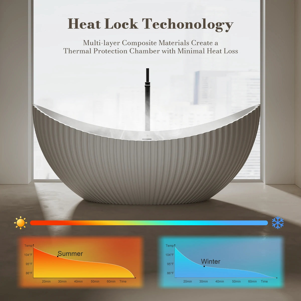 71 Inch MonBlari VENUS Series Crescent Bathtub
