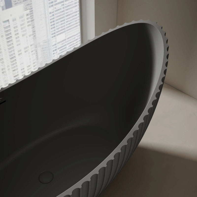 71 Inch MonBlari VENUS Series Crescent Bathtub Fluted