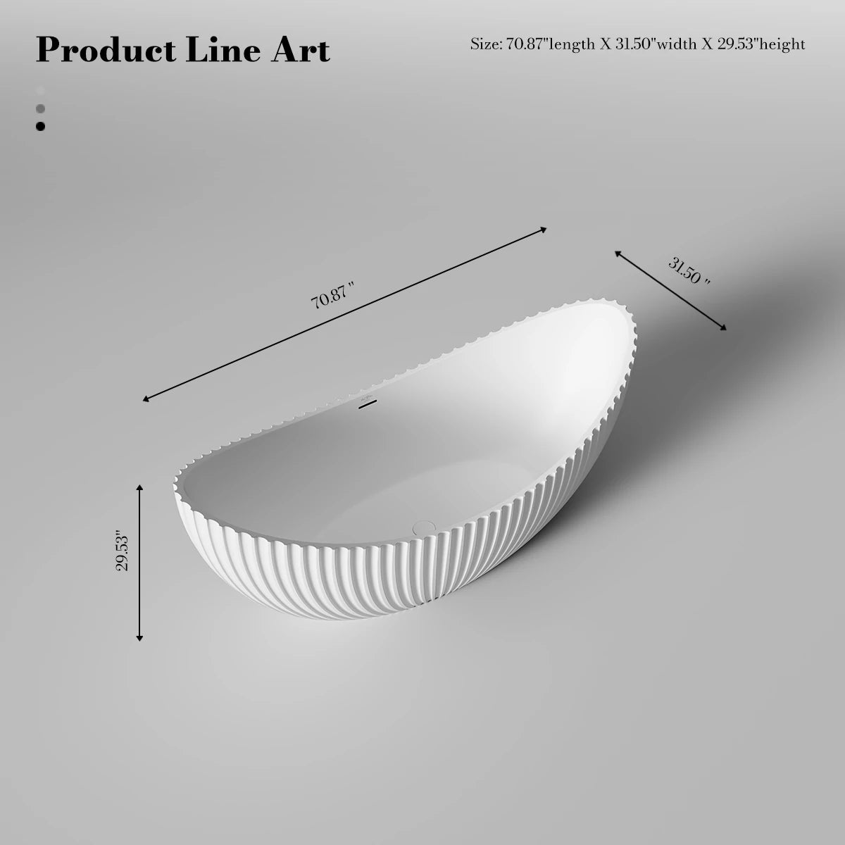 71 Inch MonBlari VENUS Series Crescent Bathtub