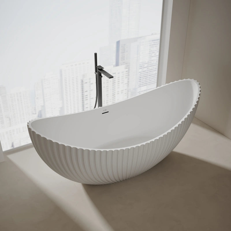 71 Inch MonBlari VENUS Series Crescent Bathtub Fluted