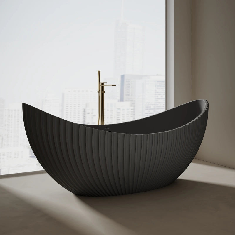 71 Inch MonBlari VENUS Series Crescent Bathtub Fluted