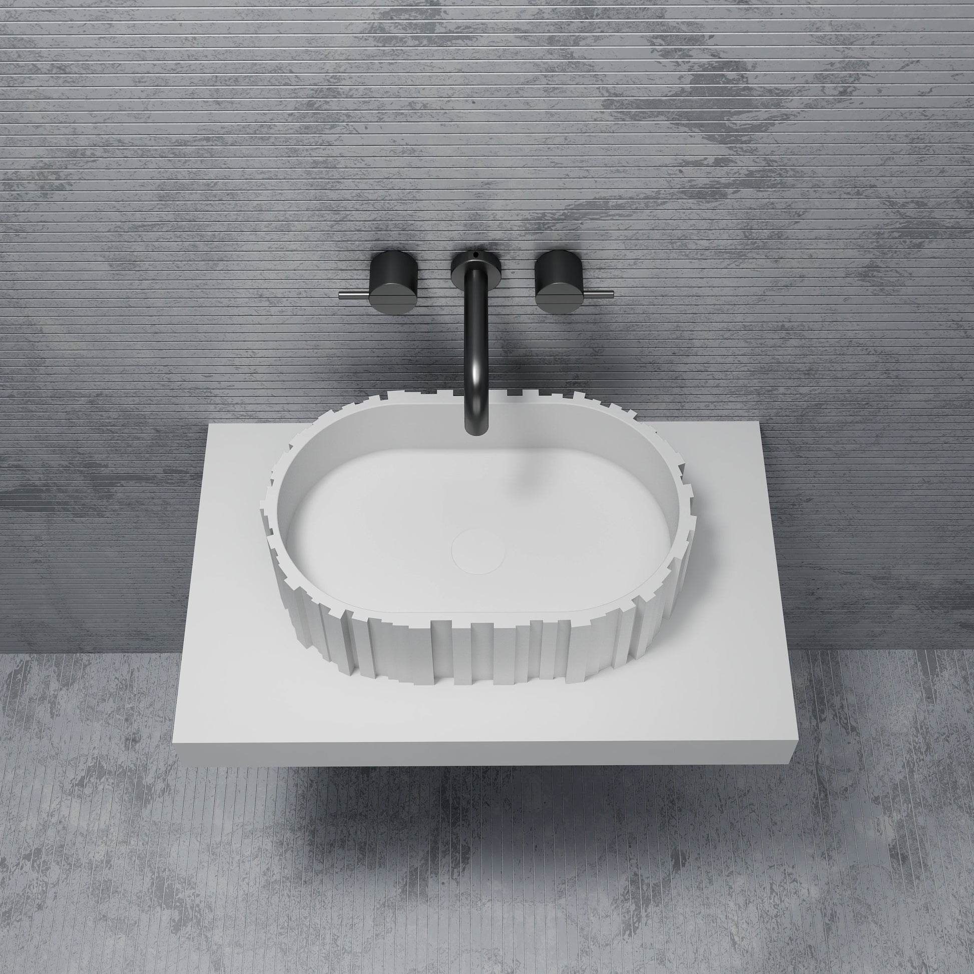 MonBlari Solid Surface Vessel Bowl Sink Bathroom Sink MR-A8851-MW