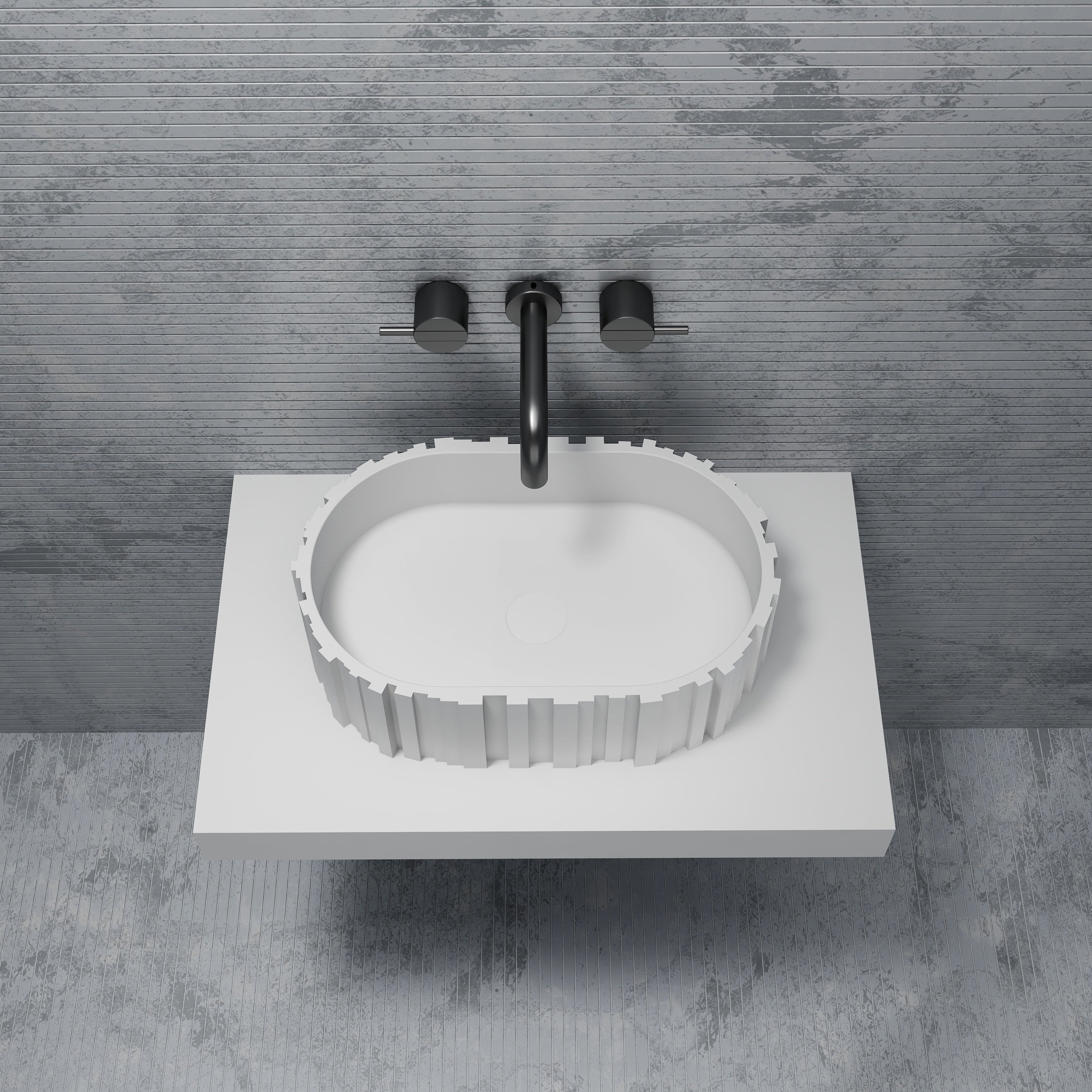 MonBlari Solid Surface Vessel Bowl Sink Bathroom Sink MR-A8851-MW