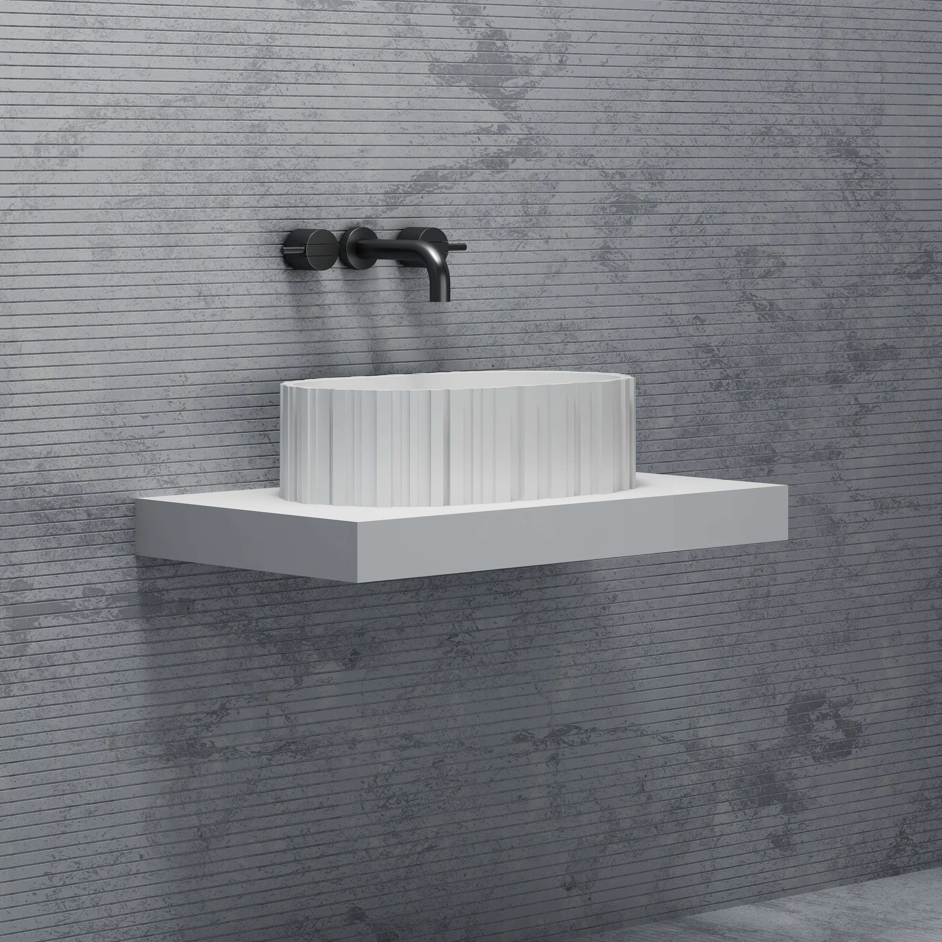 MonBlari Solid Surface Vessel Bowl Sink Bathroom Sink MR-A8851-MW-SideView