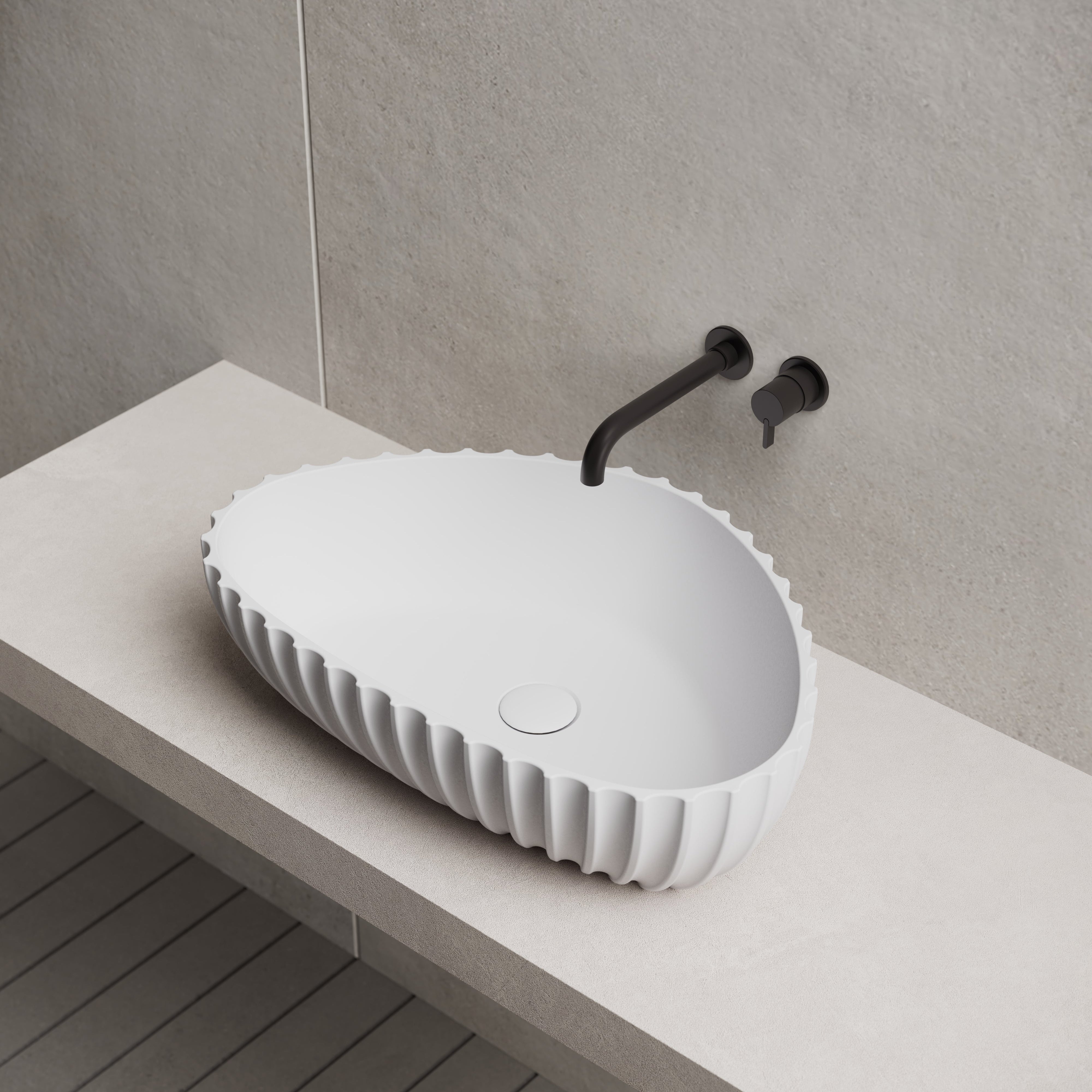 23.6 Inch MonBlari Solid Surface Vessel Bowl Sink Bathroom Sink MR-A8870-SideTop