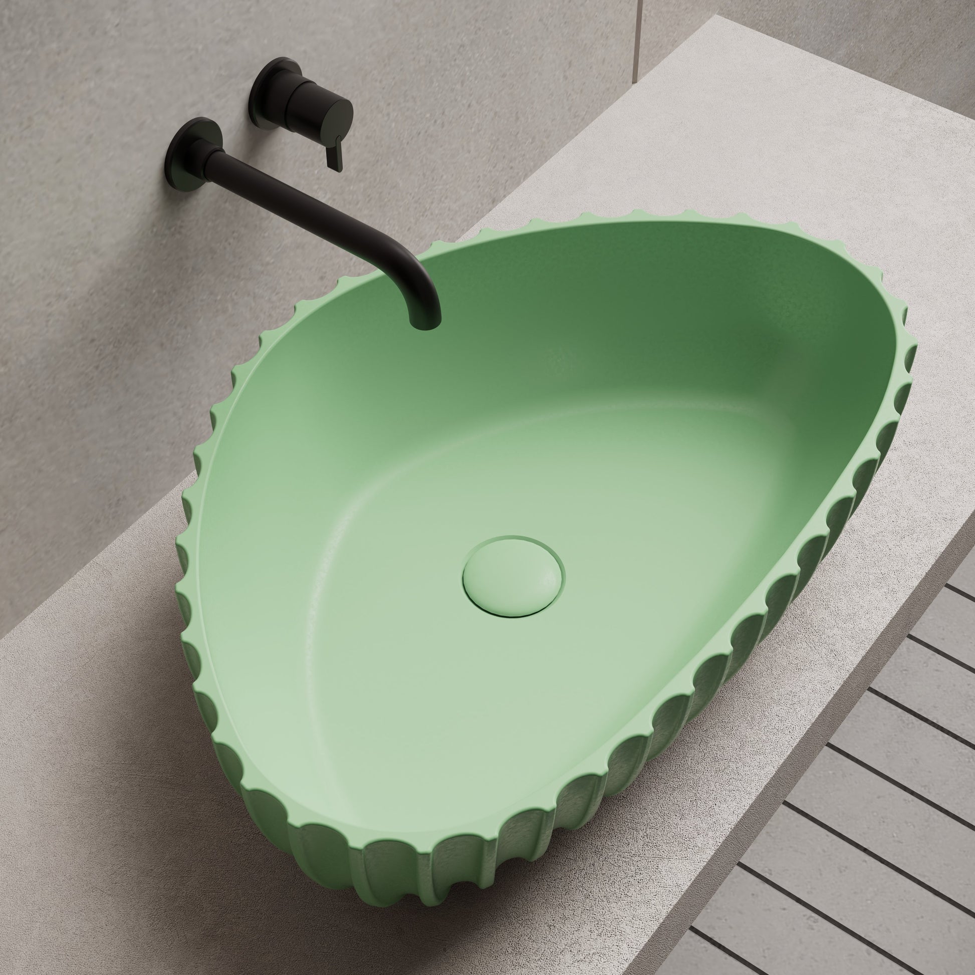 23.6 Inch MonBlari Solid Surface Vessel Bowl Sink Bathroom Sink MR-A8870-LeftTopView