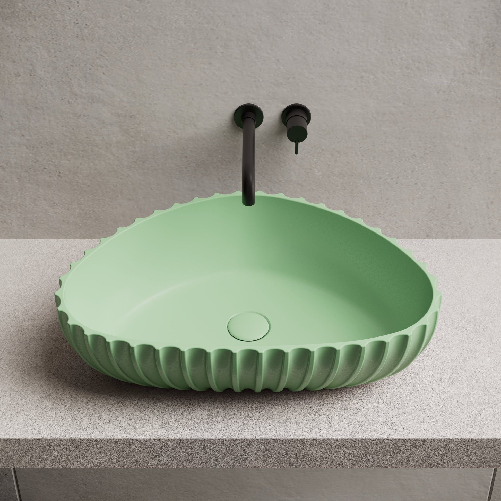 23.6 Inch MonBlari Solid Surface Vessel Bowl Sink Bathroom Sink MR-A8870-FrontTop