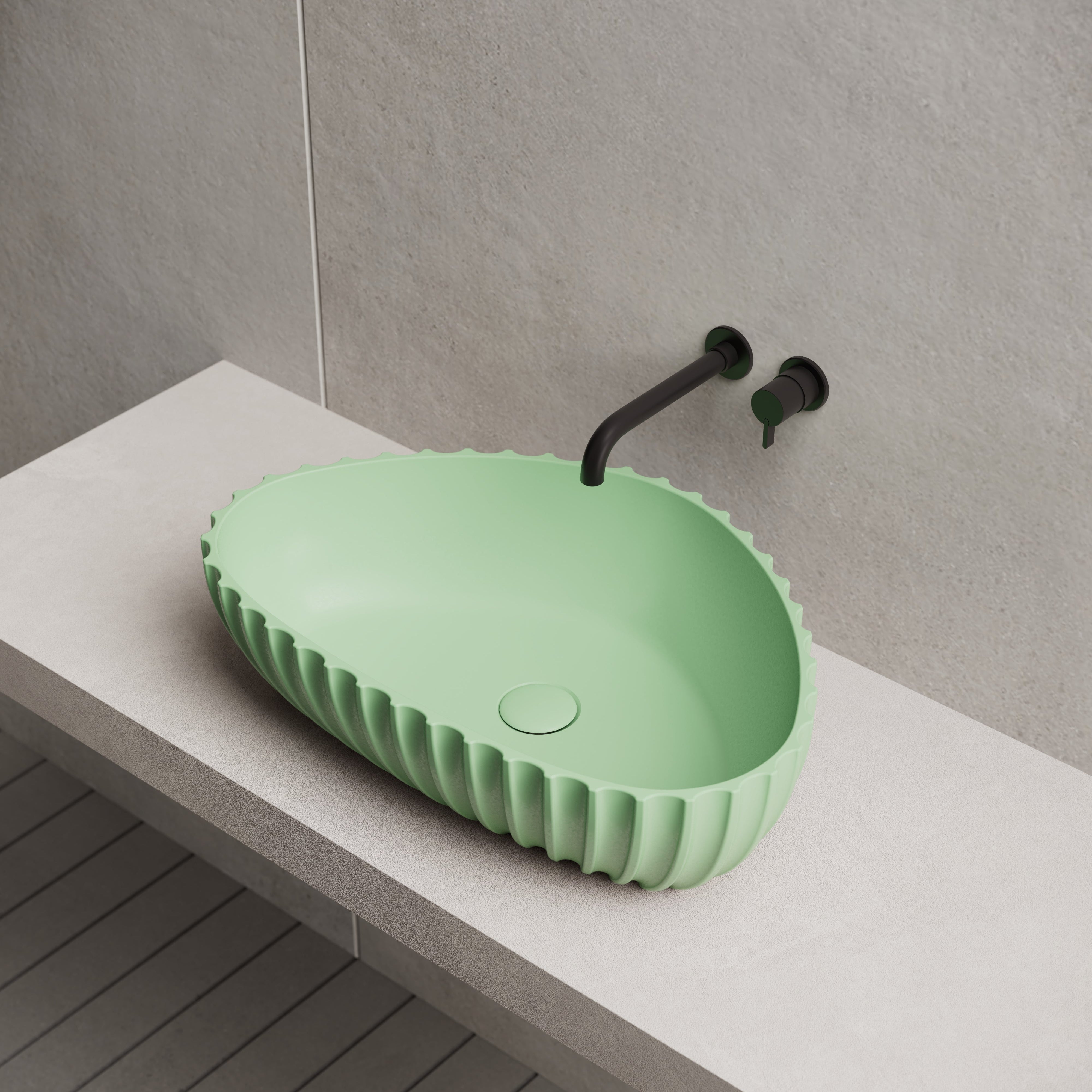 23.6 Inch MonBlari Solid Surface Vessel Bowl Sink Bathroom Sink MR-A8870-RightTopView