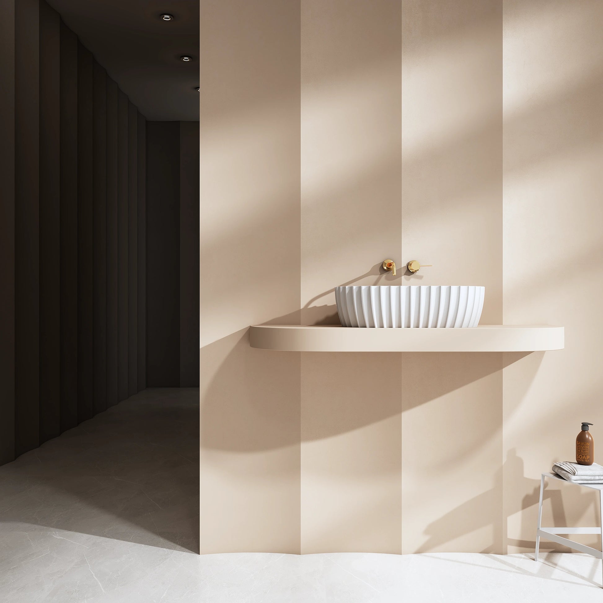 24 Inch MonBlari Solid Surface Vessel Bowl Sink Bathroom Sink-MR-A8872-MW-FrontView