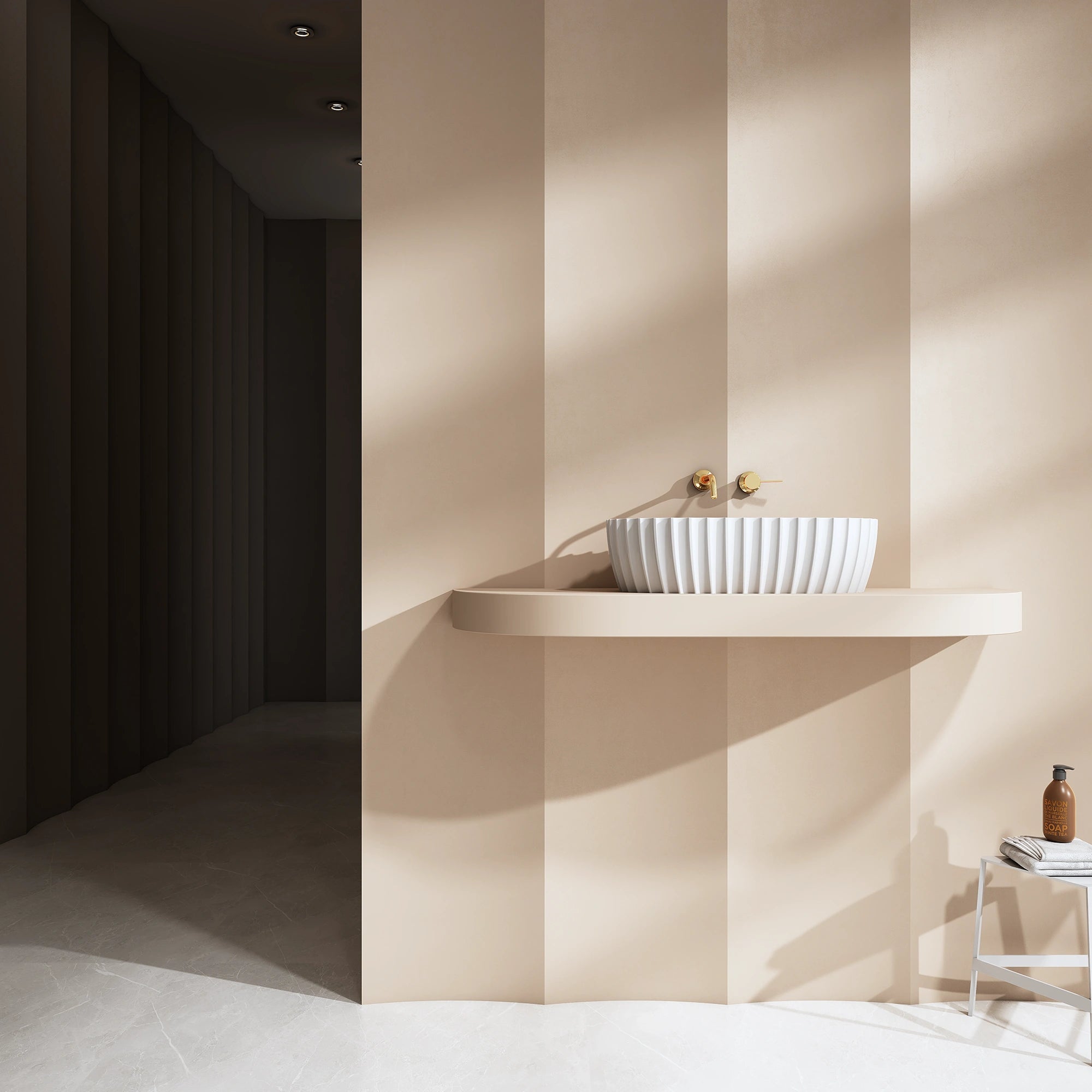 24 Inch MonBlari Solid Surface Vessel Bowl Sink Bathroom Sink-MR-A8872-MW-FrontView